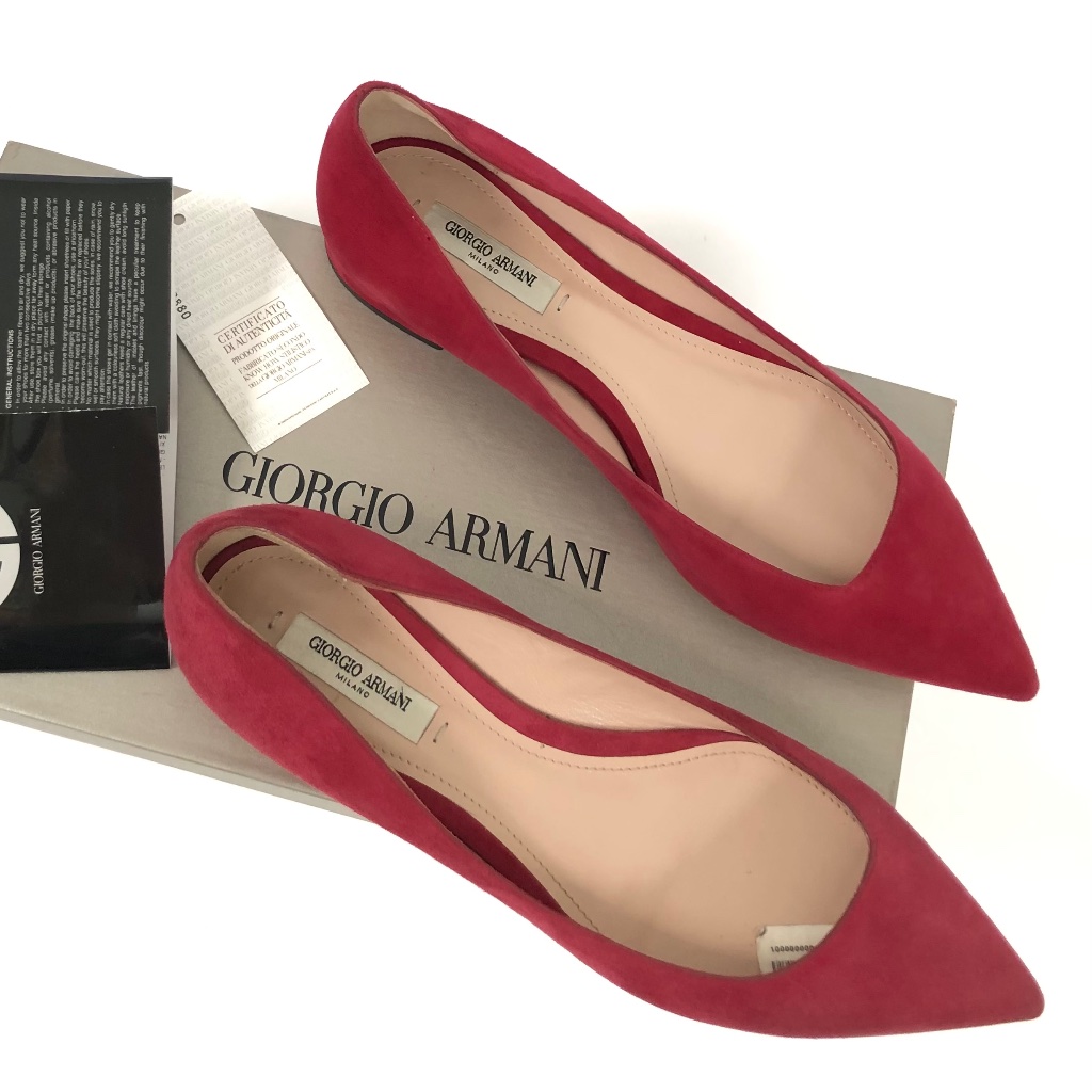 Giorgio Armani Asymmetrical Suede Ballet Flats